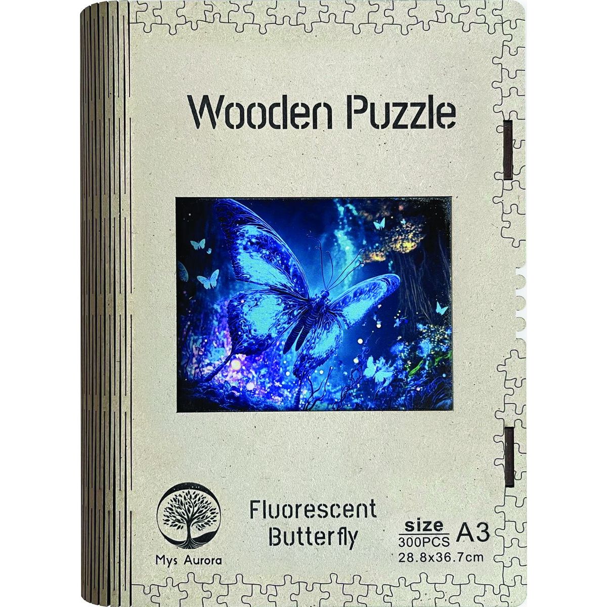 Epee Wooden puzzle Fluorescent Butterfly A3