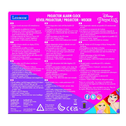 Lexibook Budík Disney princezny se stropním projektorem
