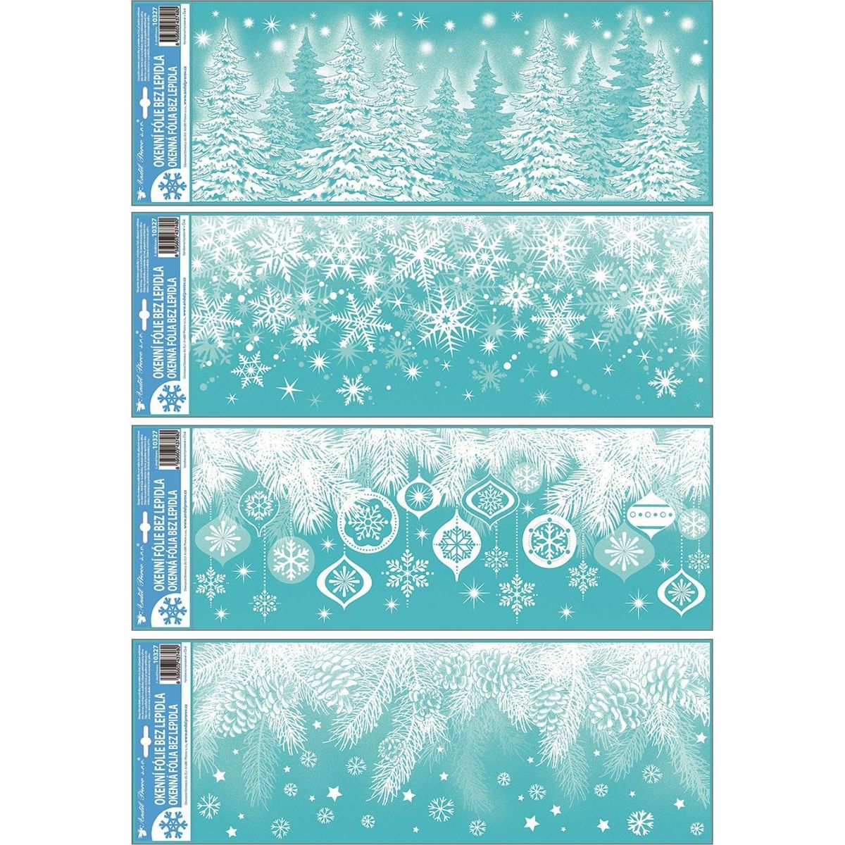 Okenní fólie s glitrem 60 x 21 cm - Sněhové vločky