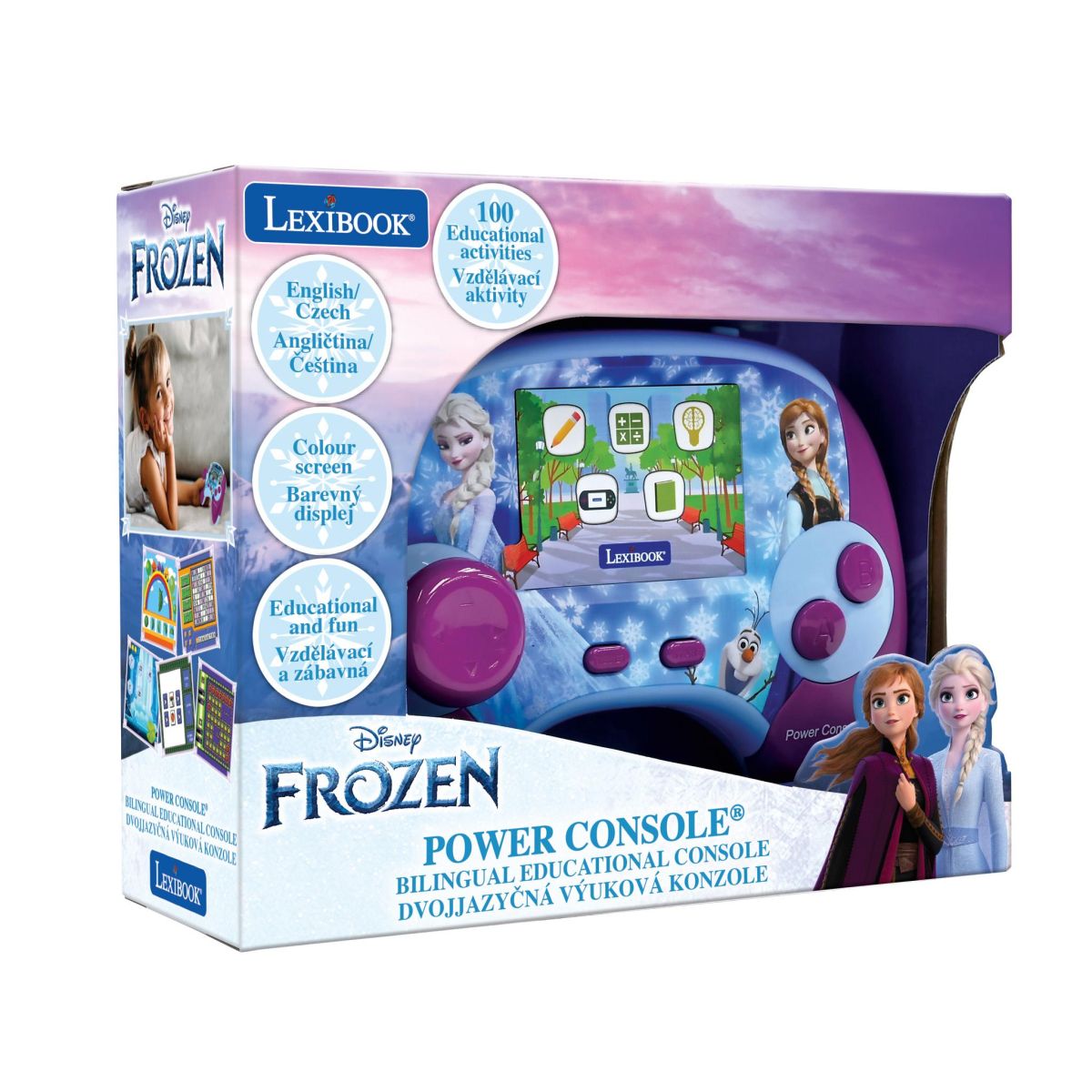 Lexibook Česko-anglická vzdělávací herní konzole Frozen 100 aktivit