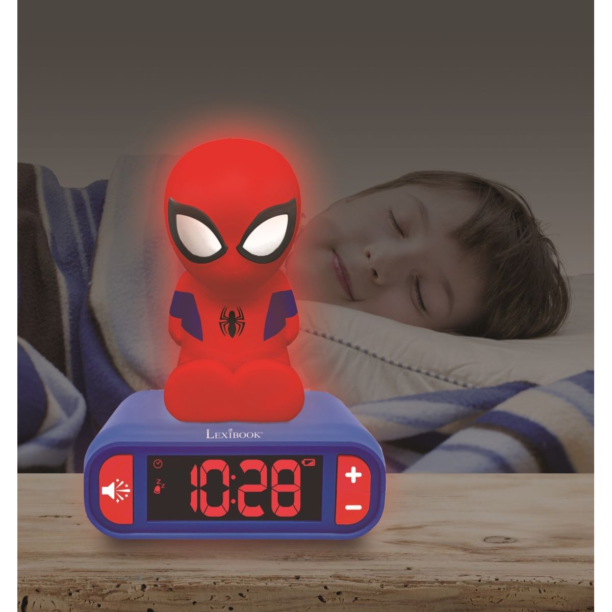 Lexibook Budík Spiderman se svítící figurkou