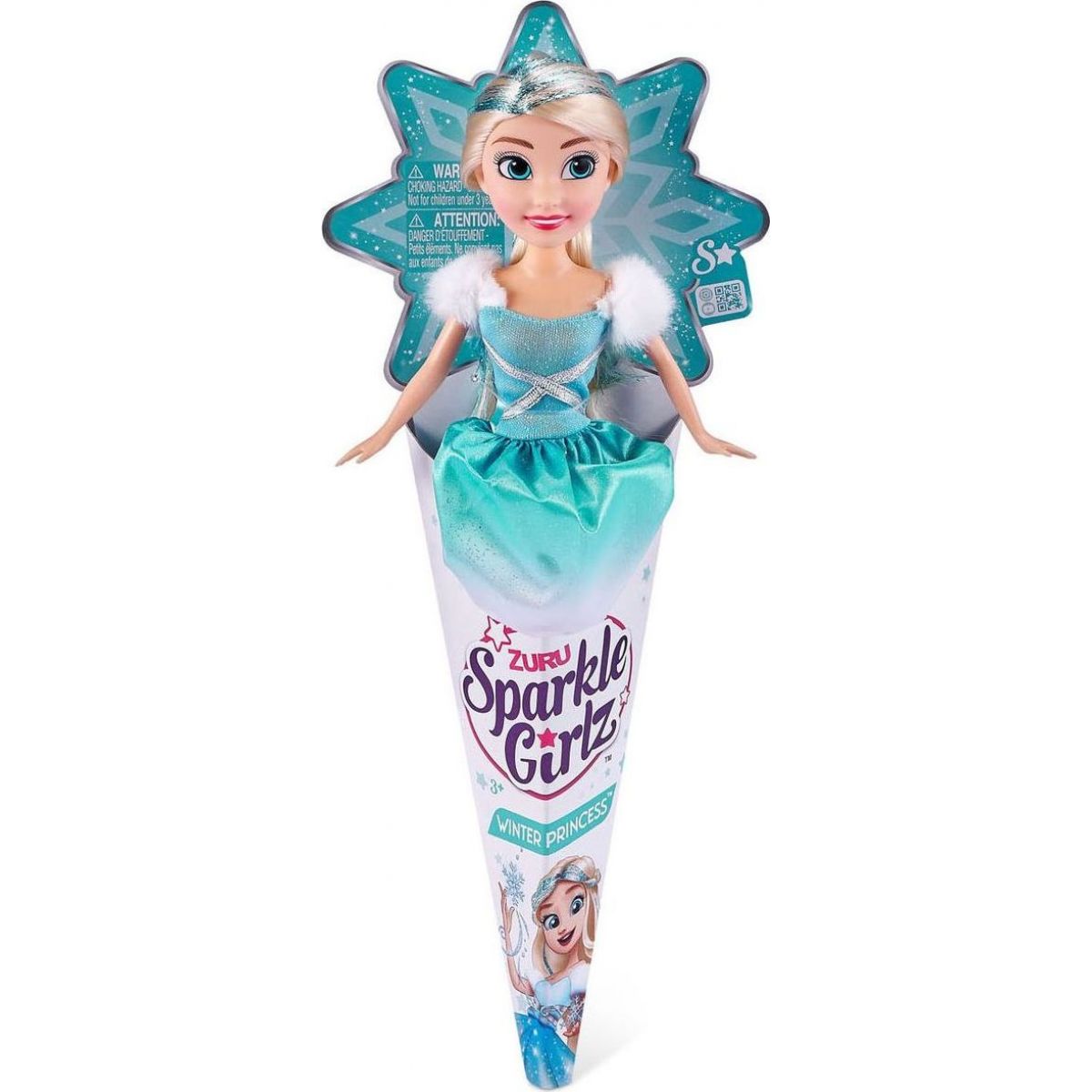 Zuru Princezna zimní Sparkle Girlz v kornoutku tyrkysová