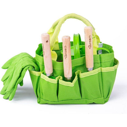 Bigjigs Toys Zahradní set nářadí v plátěné tašce zelený