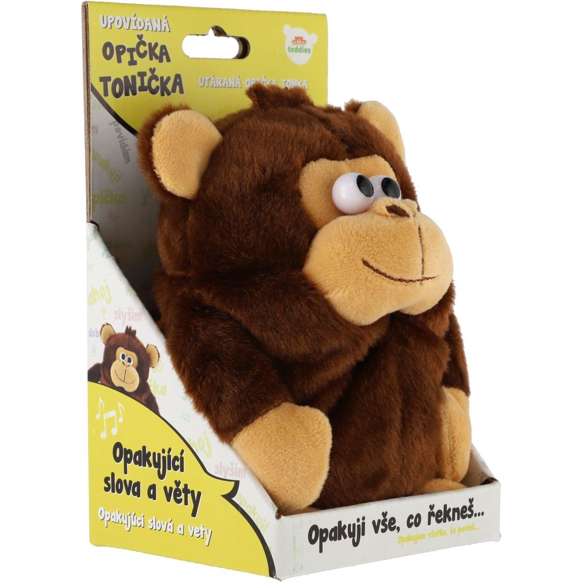 Teddies Plyšová opička Tonička opakující věty 18 cm
