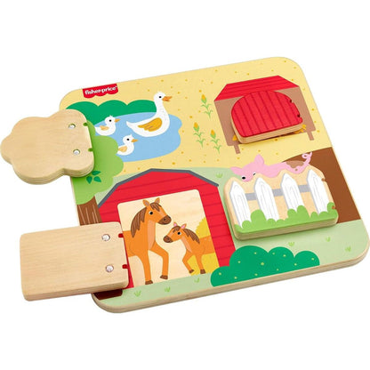 Fisher-Price Dřevěná hra na schovávanou zvířátka
