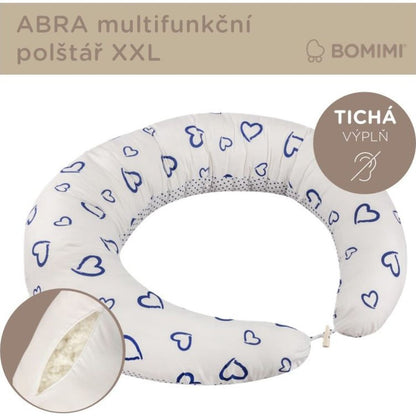 Bomimi Abra multifunkční polštář XXL, srdíčka puntíky modrá bílá