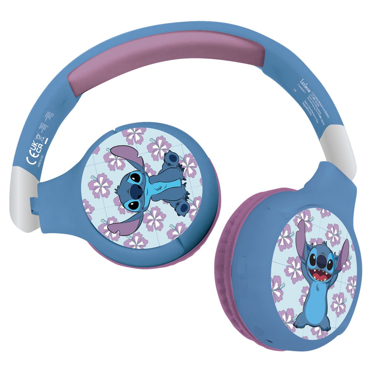 Lexibook 2v1 bluetooth skládací sluchátka Stitch s limitem hlasitosti