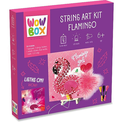 TM Toys Wow Box String Art Plameňák Obrázek z nití s LED světýlky