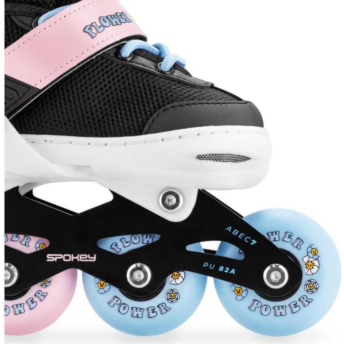 Spokey Joy Dětské kolečkové brusle, černo-růžové, ABEC7 Carbon, vel. 31 - 34