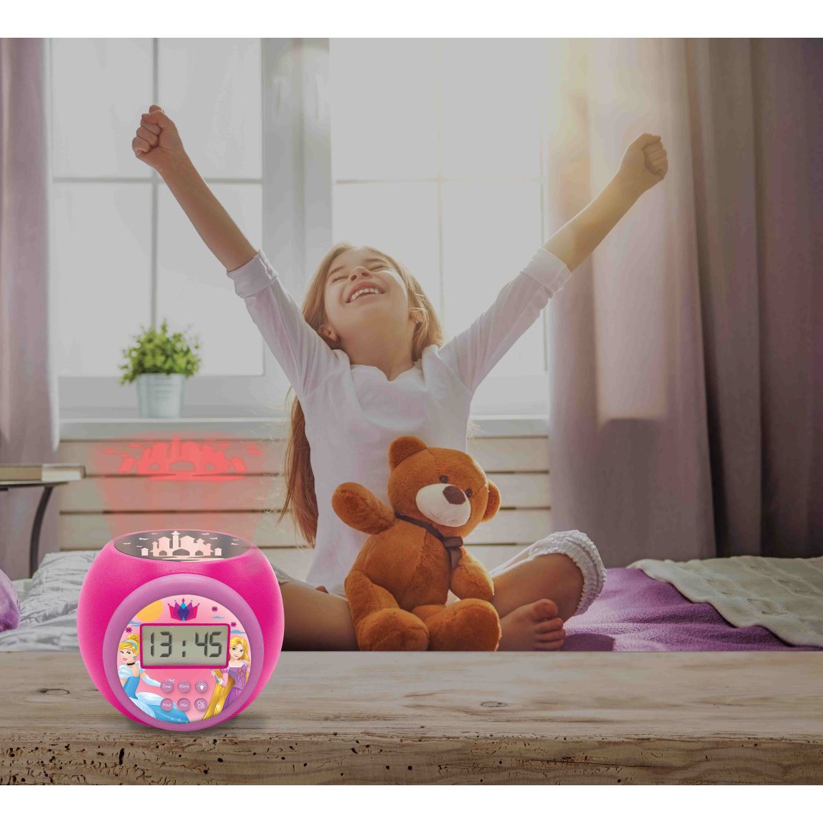 Lexibook Budík Disney princezny se stropním projektorem