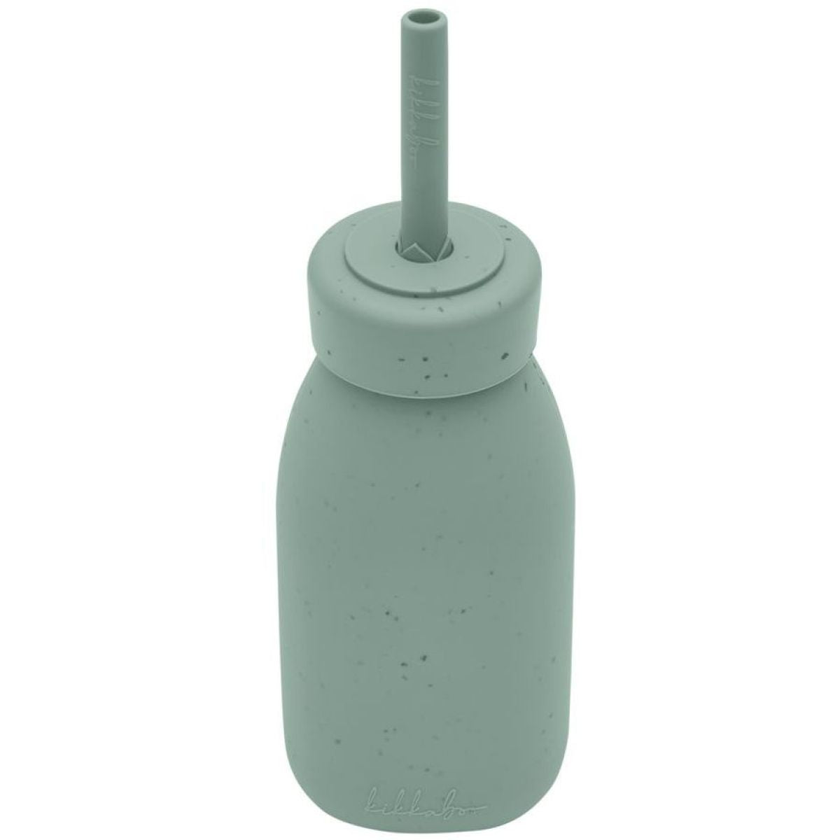 KikkaBoo Láhev s brčkem Platinum Silicone Sage