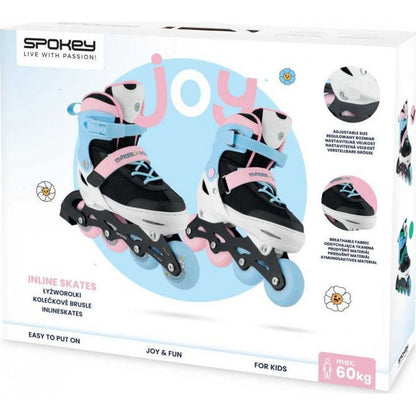 Spokey Joy Dětské kolečkové brusle, černo-růžové, ABEC7 Carbon, vel. 31 - 34