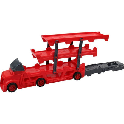 MaDe Auto nákladní na přepravu 6 aut, 45 cm - červený