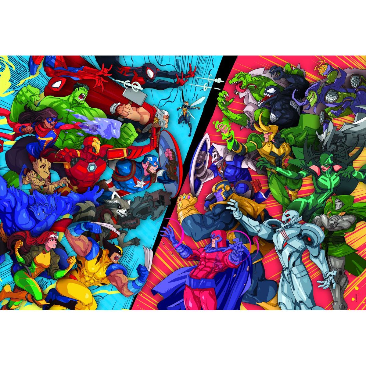 Clementoni puzzle 104 Super Marvel Hrdinové vs Padouši