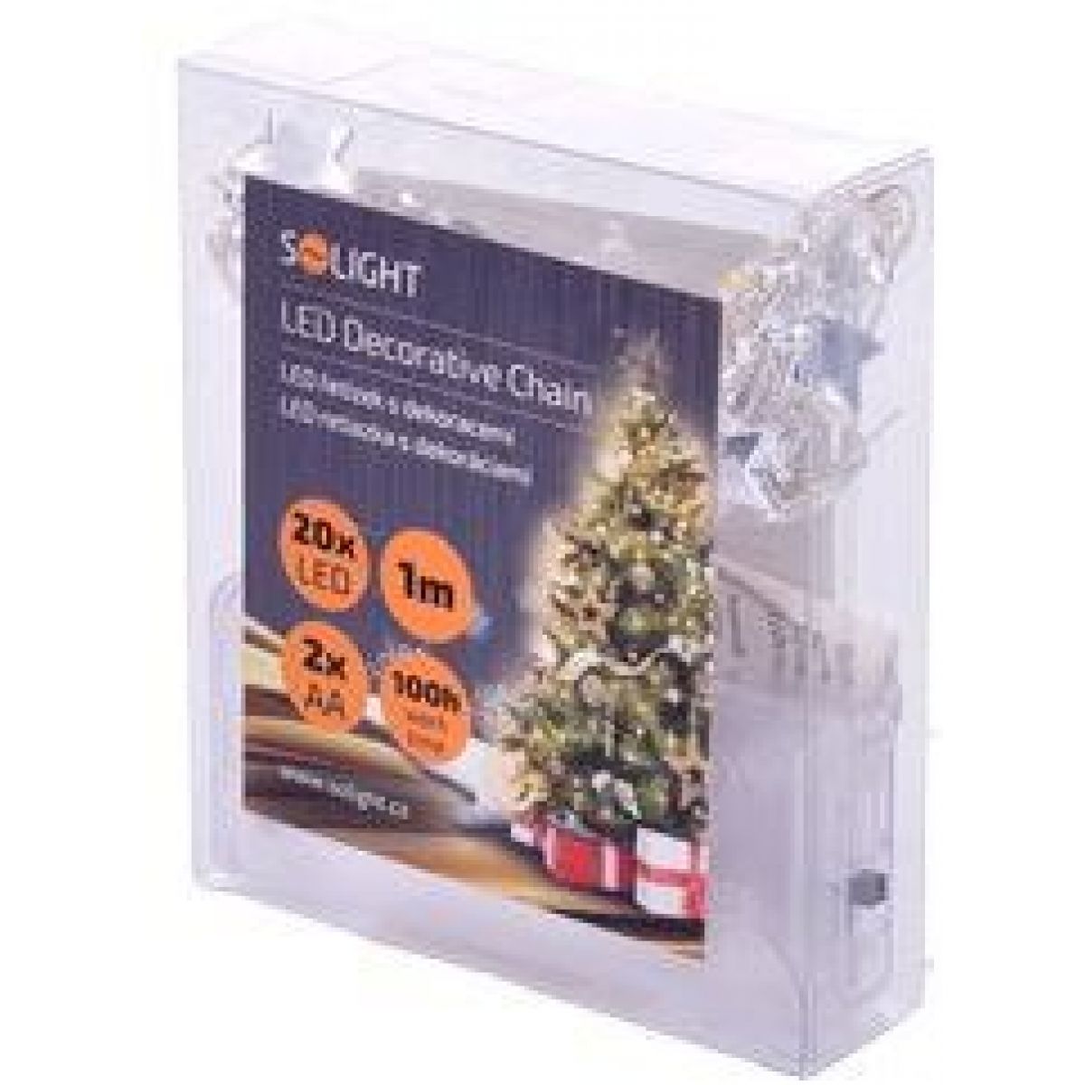 LED řetízek s dekoracemi, 20 LED řetěz, 1m, 2 x AA, IP20