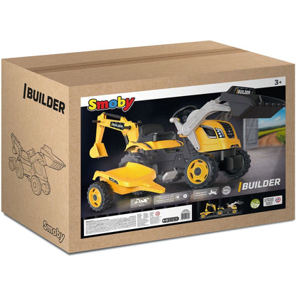 Smoby Šlapací traktor Builder Max s bagrem a vozíkem 710304