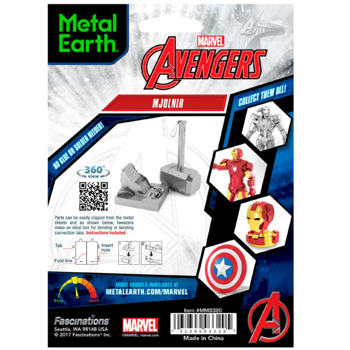 Metal Earth 3D Puzzle Marvel Thorovo kladivo 24 dílků