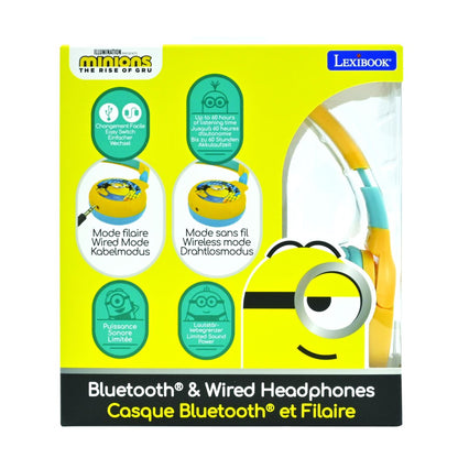 Lexibook 2v1 bluetooth skládací sluchátka Mimoni s limitem hlasitosti