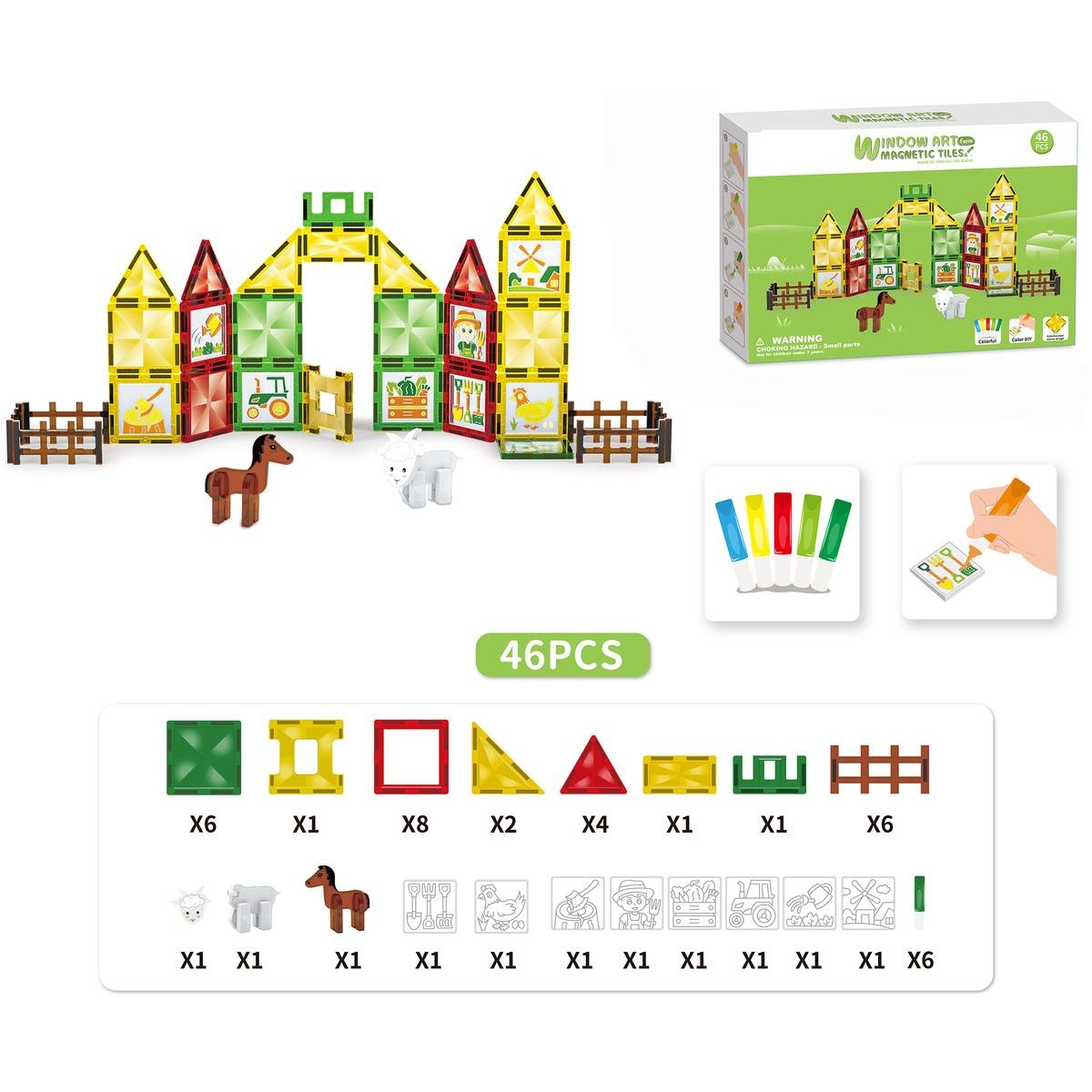 Sparkys Magnetická stavebnice - Farma s malováním 46 ks