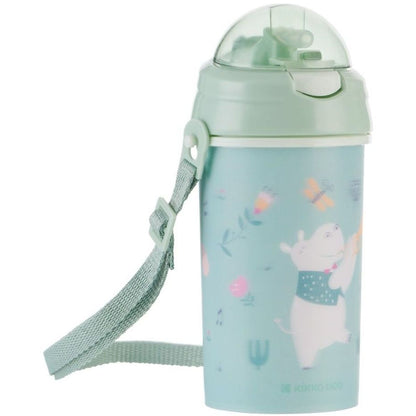 KikkaBoo Hrnek se silikonovým brčkem a popruhem 450ml Music Fest Mint