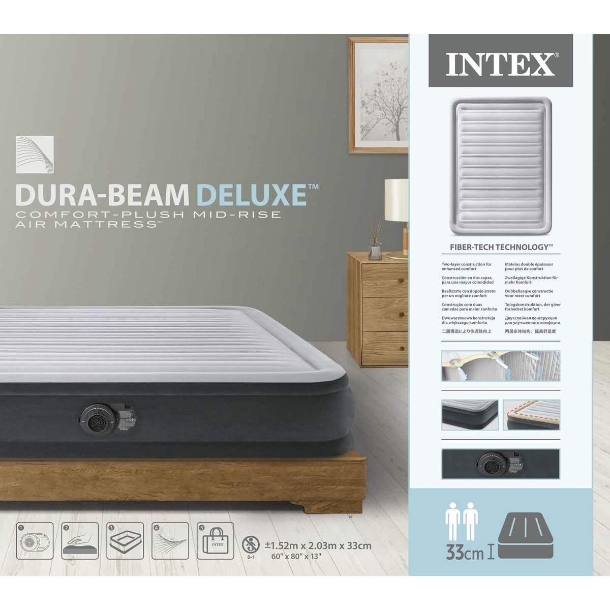 Intex 67770ND Nafukovací postel Dura-Beam Queen Comfort 152 x 191 x 33 cm