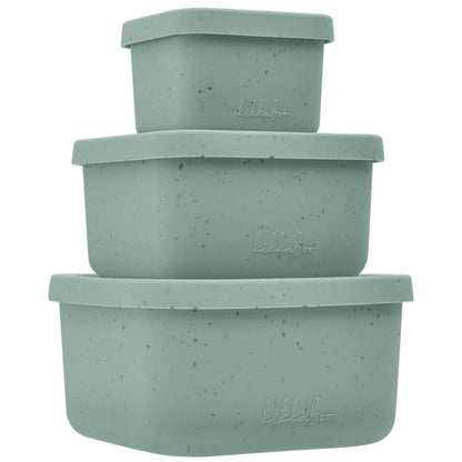 KikkaBoo Sada boxů na svačinu 3 ks Platinum Silicone Sage