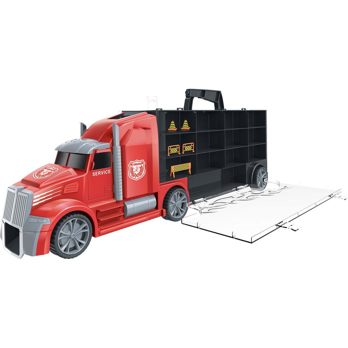 1:16 Tahač s auty a vrtulníkem 55 cm