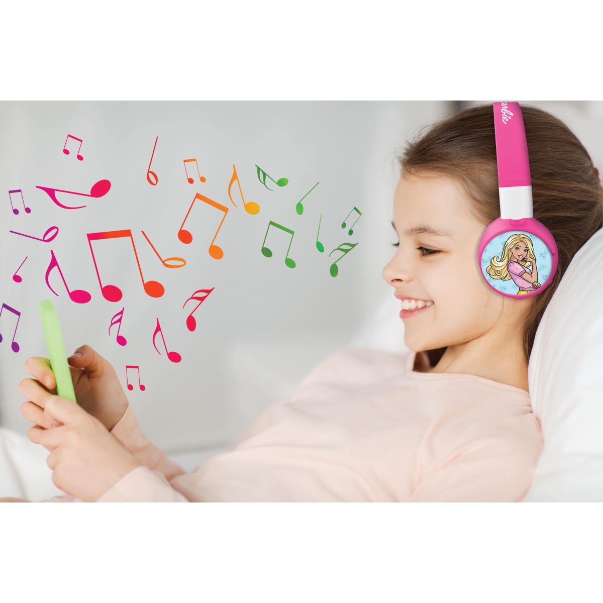Lexibook 2v1 bluetooth skládací sluchátka Barbie s limitem hlasitosti