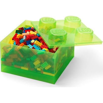 LEGO úložný box 4 s víkem - průhledná zelená