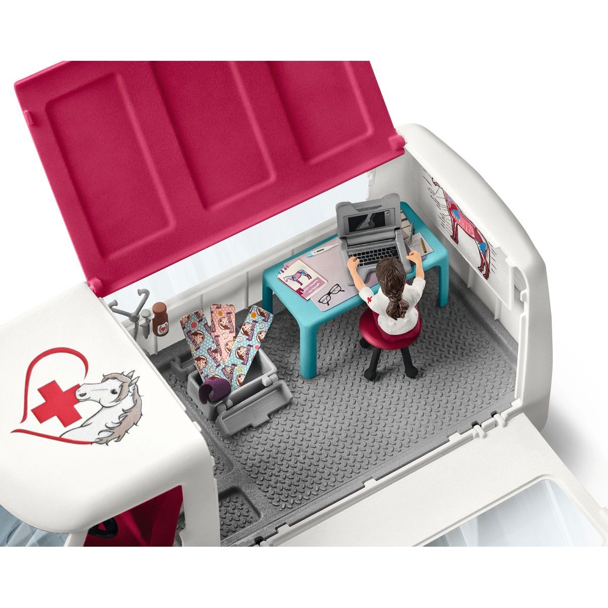 Schleich 42439 Mobilní veterinární klinika s klisnou a ošetřovatelem, new - Poškozený obal