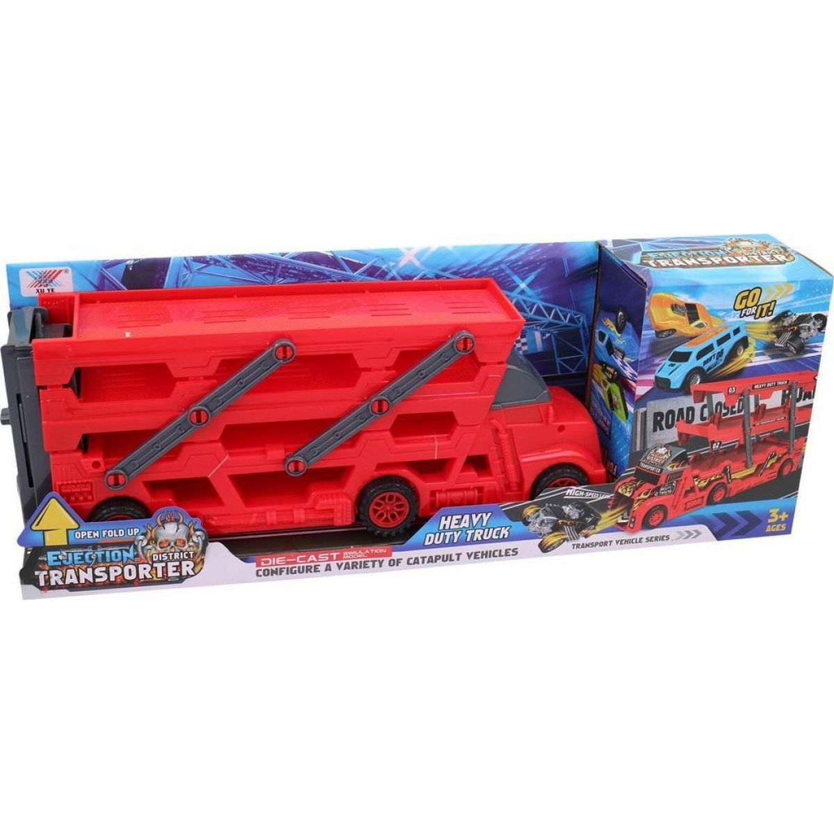 MaDe Auto nákladní na přepravu 6 aut, 45 cm - šedý