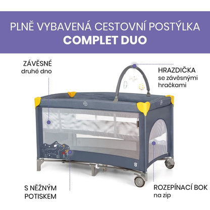 Asalvo COMPLET DUO cestovní postýlka s druhým dnem a hrazdičkou, puppy
