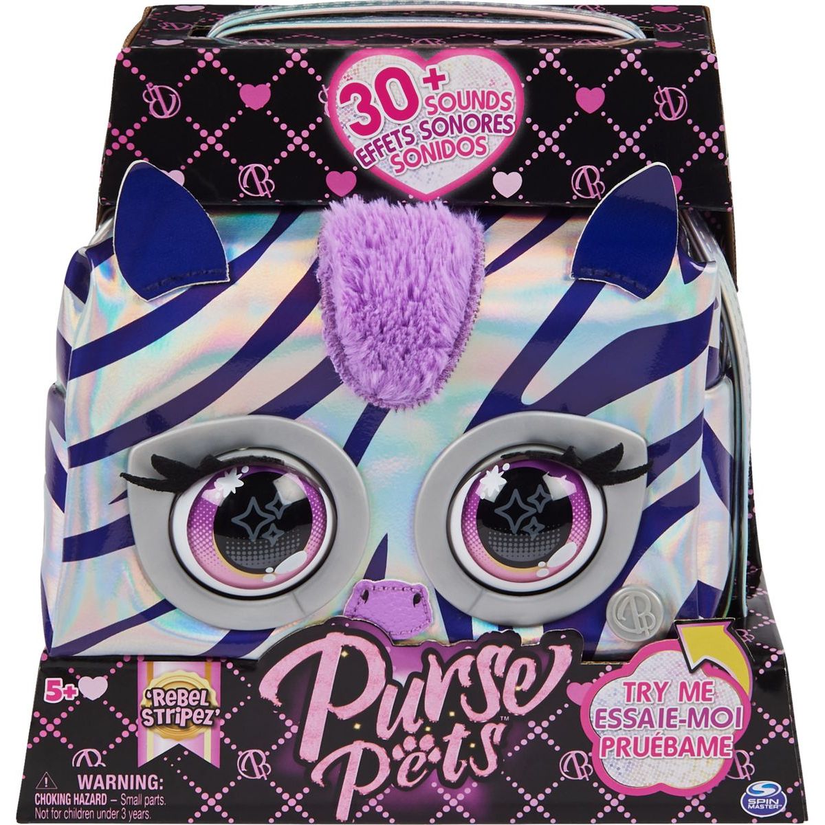 Purse Pets Metalická interaktivní kabelka zebra
