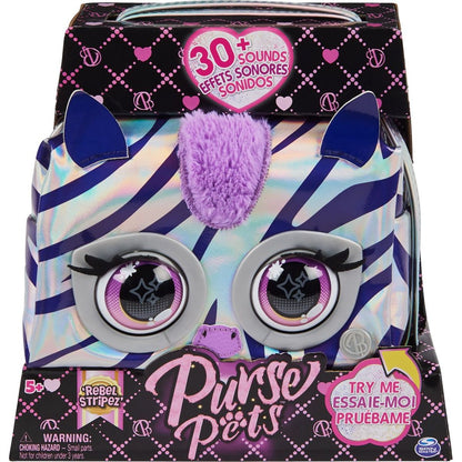 Purse Pets Metalická interaktivní kabelka zebra
