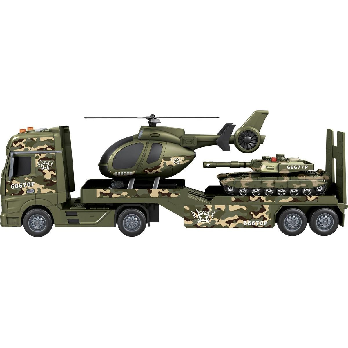 Sparkys CITY SERVICE CAR - 1:12 Vojenský tahač s vrtulníkem a tankem