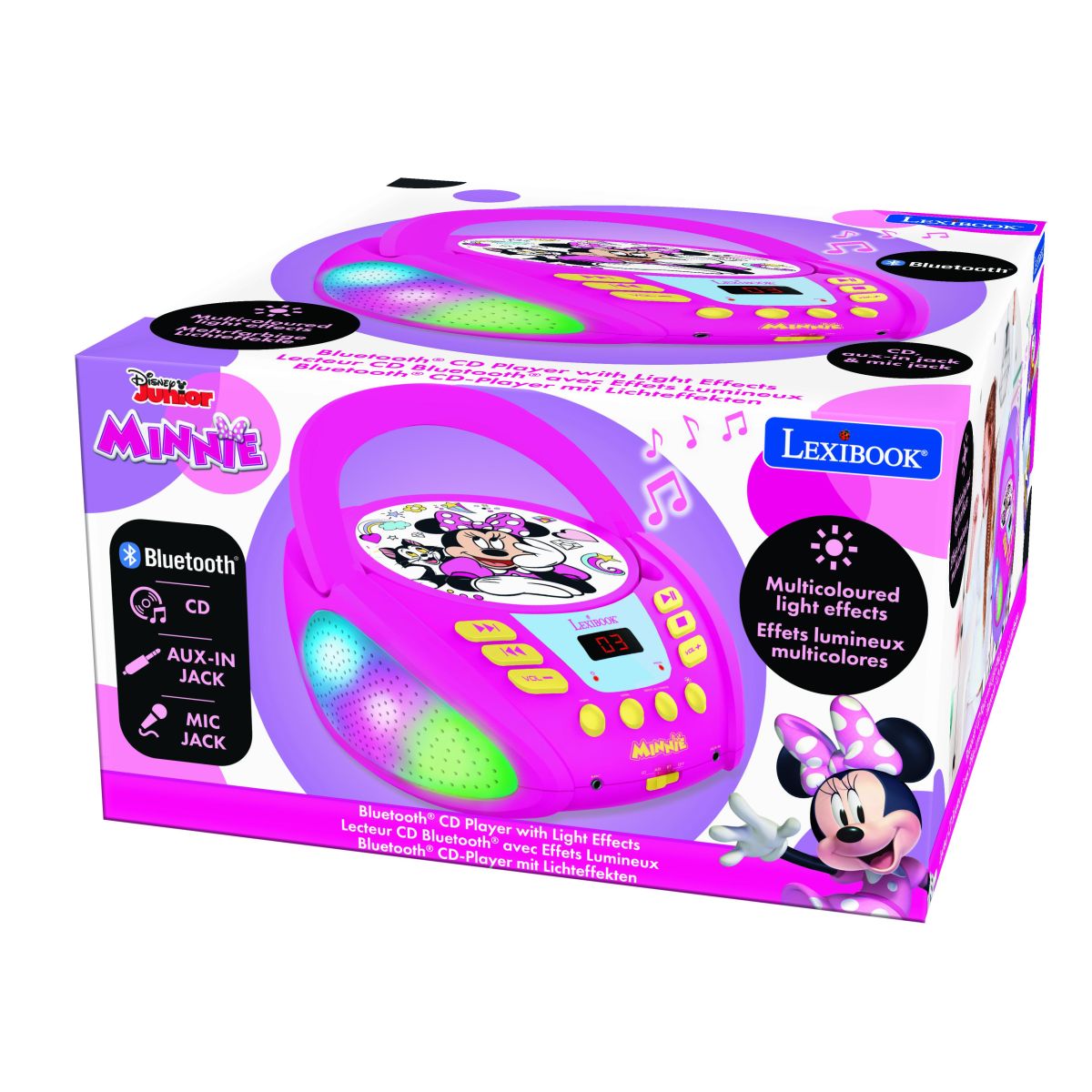Lexibook CD přehrávač Minnie s bluetooth a světelnými efekty