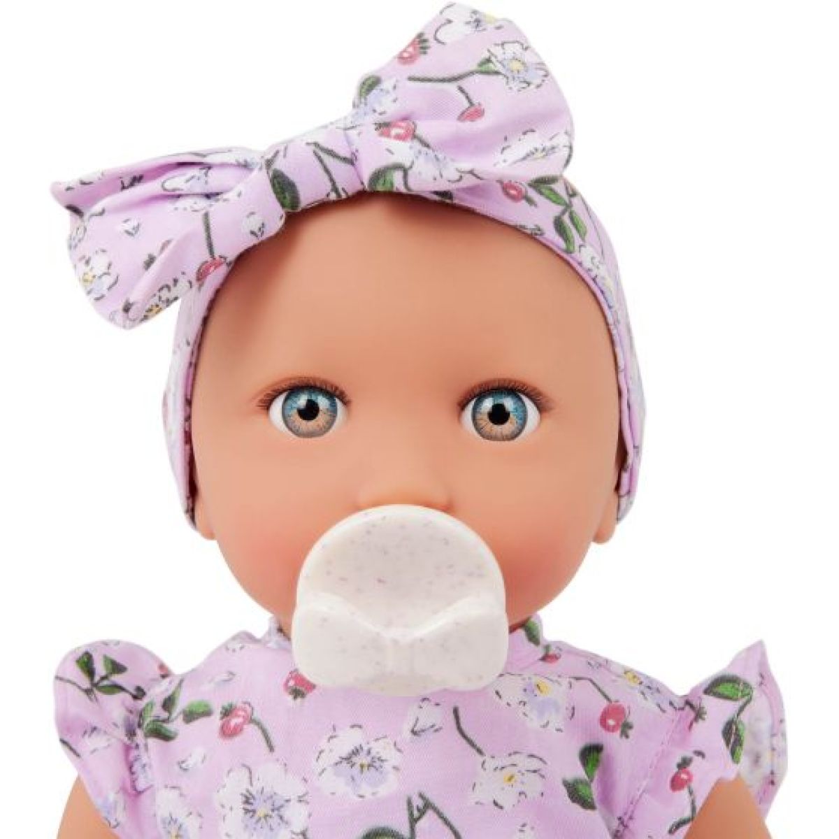LullaBaby Panenka 35 cm v overalu s čelenkou Floral Lila