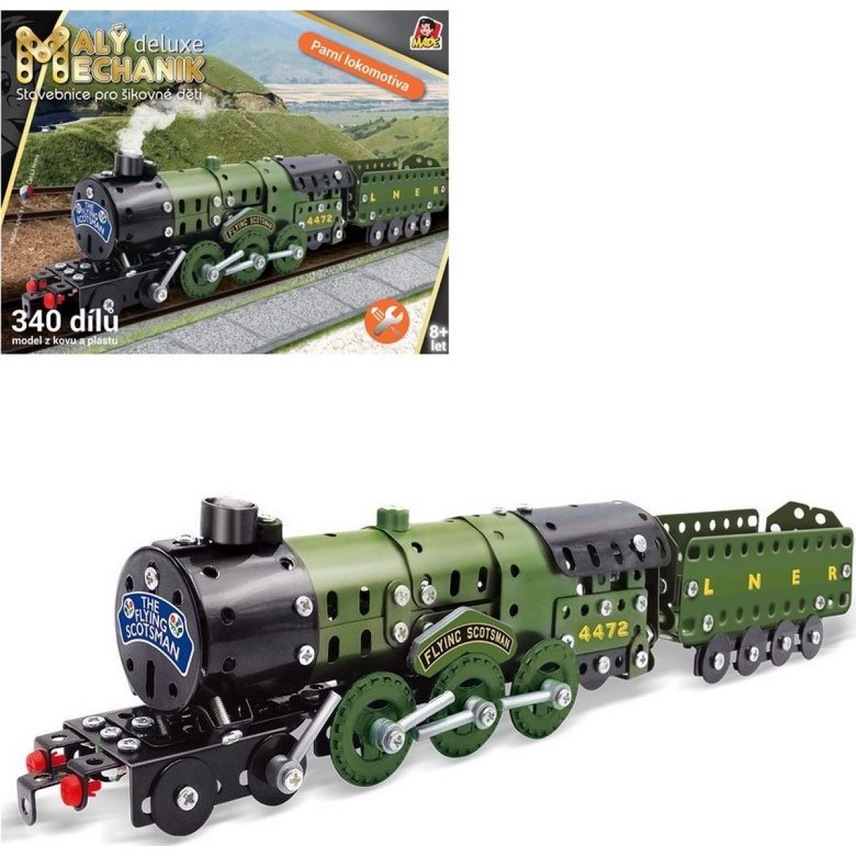 Malý mechanik 340 dílků Parní lokomotiva s uhlákem