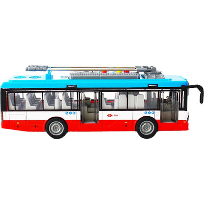 Sparkys Městský trolejbus na setrvačník s osvětlením a zvukem - červený