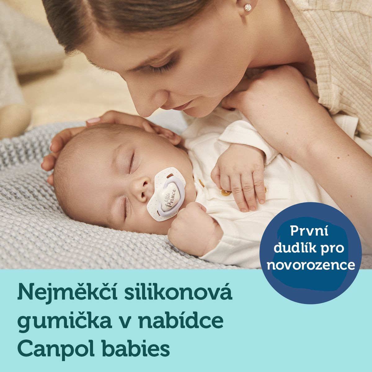 Canpol babies Set symetrických silikonových dudlíků Light touch 0-6m Royal Baby modrý