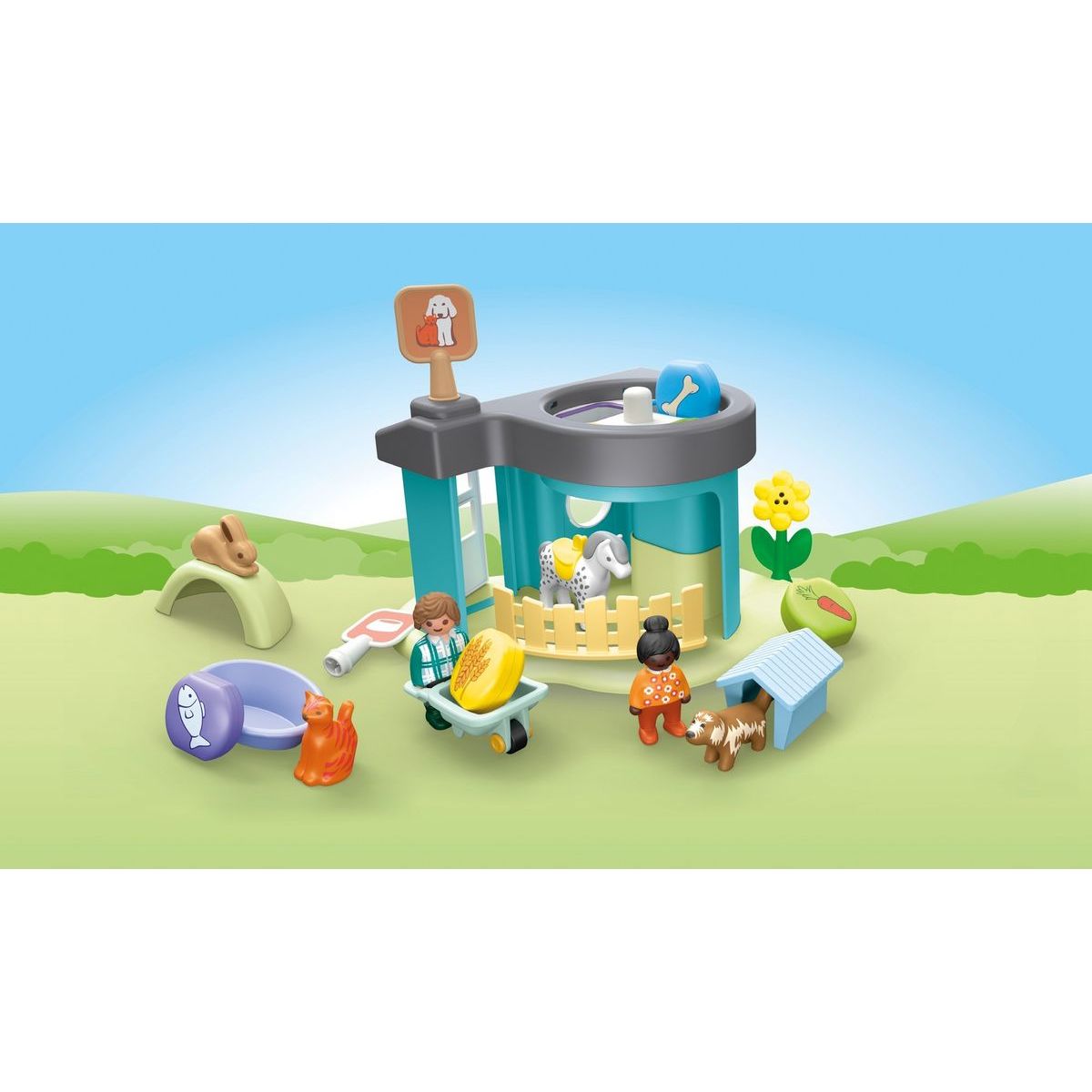 PLAYMOBIL® 71690 1.2.3: Ustájení zvířat s dávkovačem krmiva