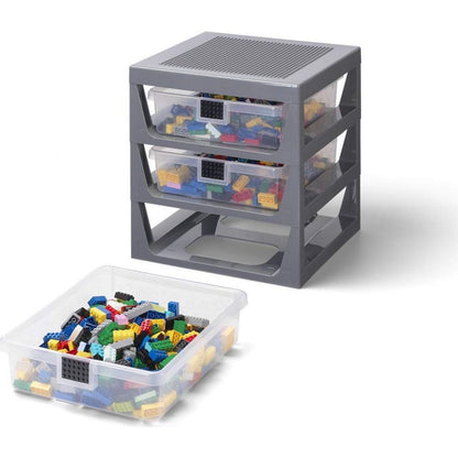 LEGO® organizér se třemi zásuvkami tmavě šedá