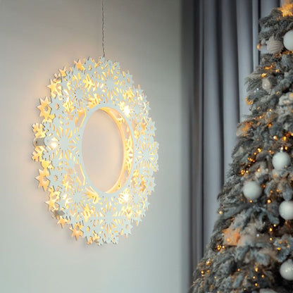 Solight LED dřevěný vánoční věnec, 10x LED, bílá, 30cm, časovač, 2x AA - Poškozený obal