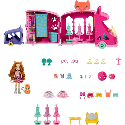 Enchantimals kočičí módní obchod na kolech herní set