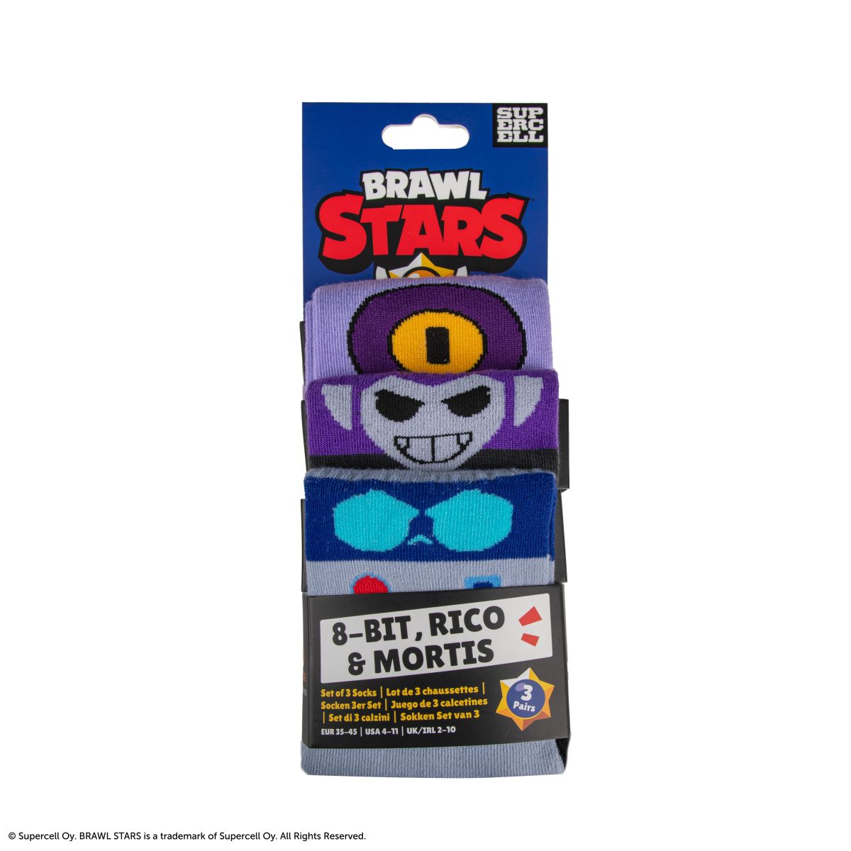 Cinereplicas Brawl Stars set ponožek (8-Bit, Rico & Mortis)