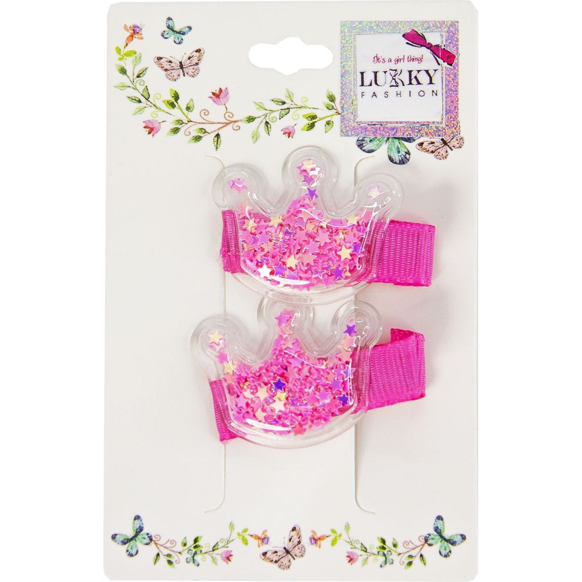 Lukky Fashion Set do vlasů s korunkou, dvojbalení - růžové