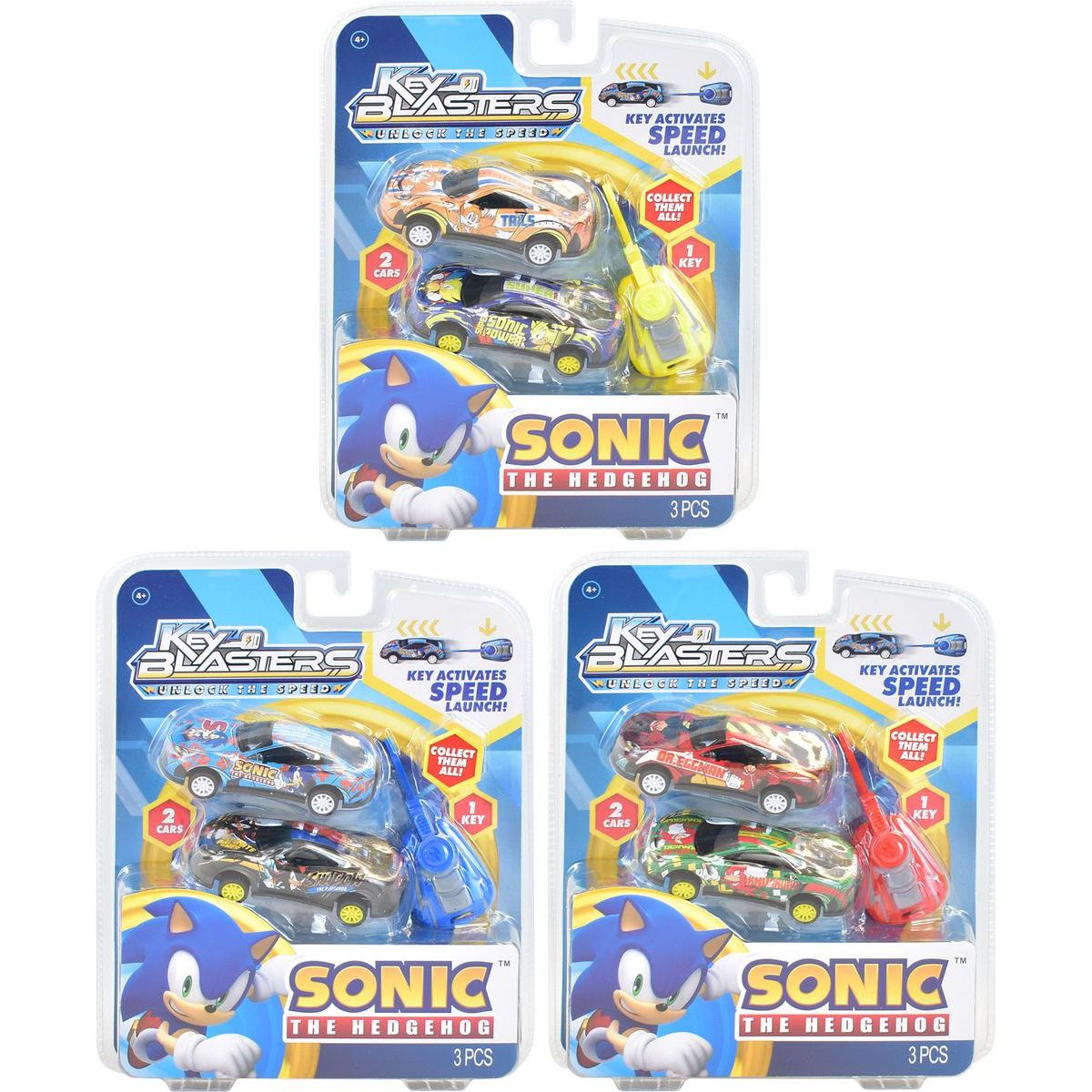 SONIC sada 2 ks autíček modrý klíč