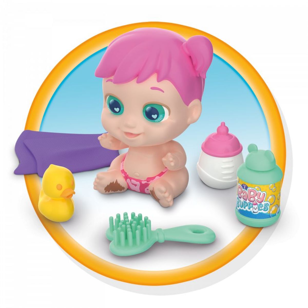 Baby Buppies miminko Kluk modré vlasy jídlo