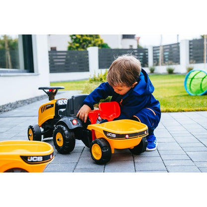 Falk Odstrkovadlo traktor JCB žluté s volantem a valníkem