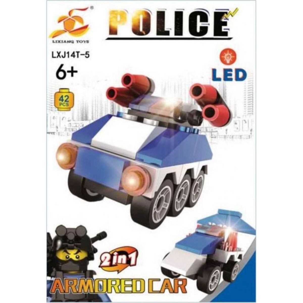 Stavebnice Policie s LED kostkou 2v1 - Armored Car